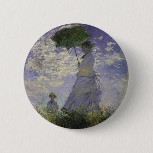 Vrouw met Parasol door Claude Monet,  kunst Ronde Button 5,7 Cm