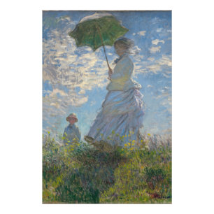 Vrouw met Parasol - Madame Monet en haar zoon Foto Afdruk