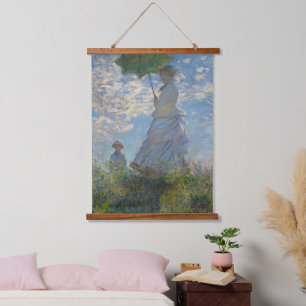 Vrouw met Parasol - Madame Monet en haar zoon Hangend Wandkleed