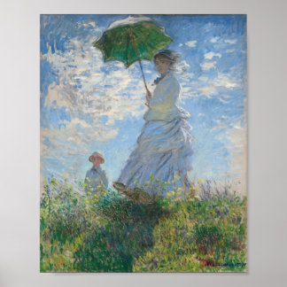 Vrouw met parasol Madame Monet en haar zoon Poster