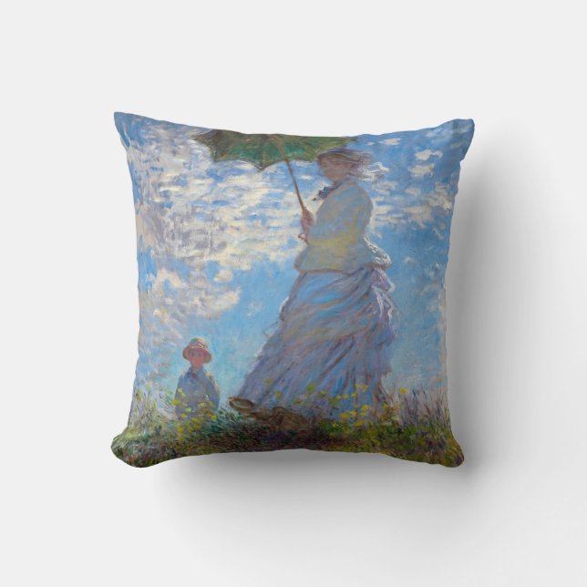 Vrouw met Parasol, Monet Kussen (Voorkant)