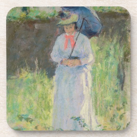 Vrouw met Parasol (pastel op papier) Bier Onderzetter (Voorkant)