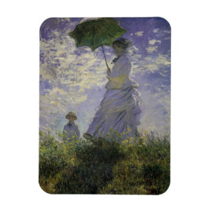 Vrouw met parasol van Claude Monet, Vintage Kunst Magneet