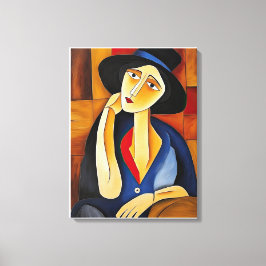 Vrouw met Pet Modern Painting Canvas Afdruk