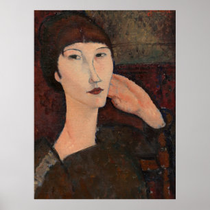 Vrouw met ponyhaar door Amedeo Modigliani Poster
