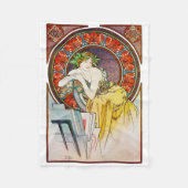 Vrouw met Poppy, Mucha Fleece Deken (Voorkant)