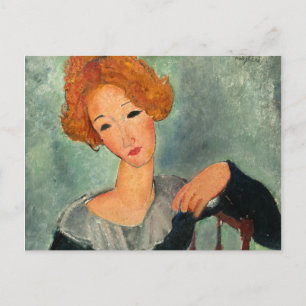 Vrouw met Red Hair, 1917, ingediend door Amedeo Mo Briefkaart
