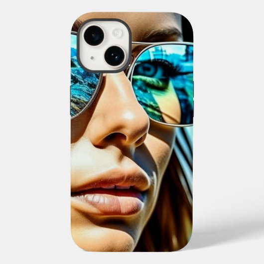 vrouw met reflectie van strandzonnebril Case-Mate iPhone case (Achterkant)