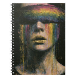 Vrouw met regenboog blinddoek notitieboek