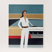 Vrouw met Retro Auto
