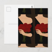 Vrouw met Rode Bloemen Briefkaart (Voorkant / Achterkant)
