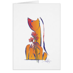 Vrouw met rode bloemen — Expressionistische Abstra