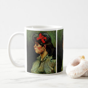 Vrouw met Rode Lint Portret door Vincent van Gogh Koffiemok