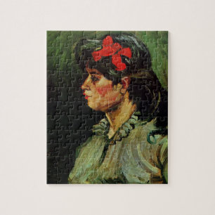 Vrouw met Rode Lint Portret door Vincent van Gogh Legpuzzel