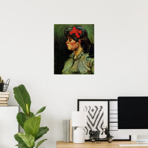 Vrouw met Rode Lint Portret door Vincent van Gogh Poster