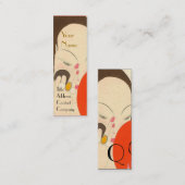 VROUW MET RODE MIRROR Deco Beauty Mode Makeup Mini Visitekaartje (Voorkant / Achterkant)