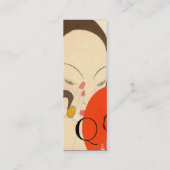 VROUW MET RODE MIRROR Deco Beauty Mode Makeup Mini Visitekaartje (Achterkant)