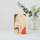 VROUW MET RODE MIRROR Deco Beauty Mode Makeup Visitekaartje (Staand voorkant)