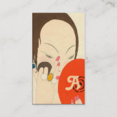 VROUW MET RODE MIRROR Deco Beauty Mode Makeup Visitekaartje (Achterkant)