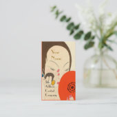 VROUW MET RODE MIRROR Deco Beauty Mode Makeup Visitekaartje (Staand voorkant)