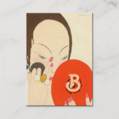 VROUW MET RODE MIRROR Deco Beauty Mode Makeup Visitekaartje (Achterkant)