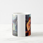 vrouw met rode rozen in het moonlicht koffiemok (Center)