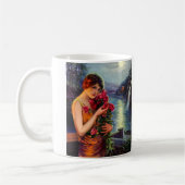 vrouw met rode rozen in het moonlicht koffiemok (Links)