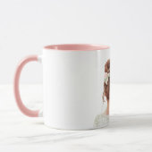 Vrouw met rood haar en roze strik mok (Links)