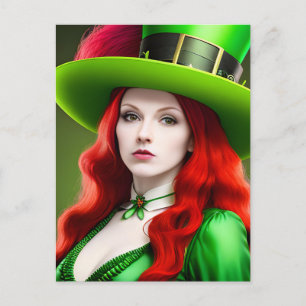 Vrouw met rood haar St. Patricks Day Briefkaart