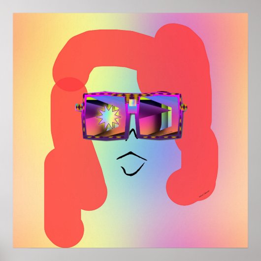 Vrouw met rood haar + zonnebril poster (Voorkant)