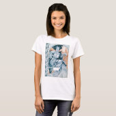 Vrouw met Roos, Mucha T-shirt (Voorkant volledig)