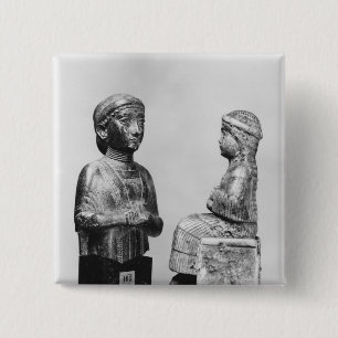 Vrouw met scheerhaar vierkante button 5,1 cm