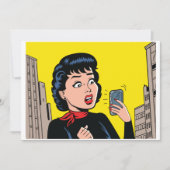 Vrouw met telefoonuitnodigingen kaart (Voorkant)