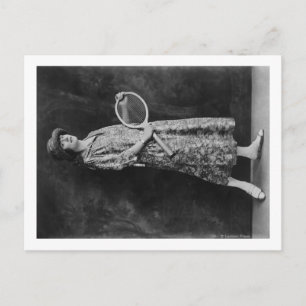 Vrouw met Tennis Racket-foto Briefkaart