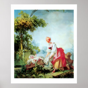 VROUW MET TWEE KINDEREN Premium Canvas Poster
