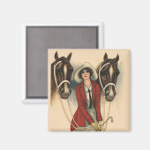 Vrouw met Twee Paarden magneet (Voorkant / Achterkant)