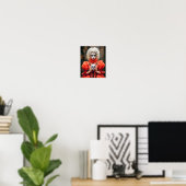 Vrouw met vampier makeover met een witte schedel poster (Thuiskantoor)