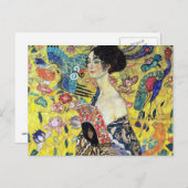 Vrouw met Ventilator door Gustav Klimt Briefkaart (Voorkant / Achterkant)