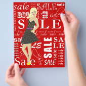  vrouw met verkoopbrochure Specials Flyer (Hand)