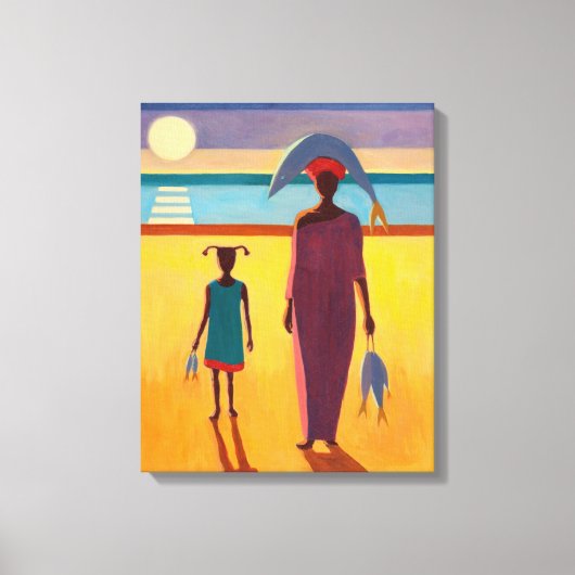 Vrouw met vis canvas afdruk (Voorkant)