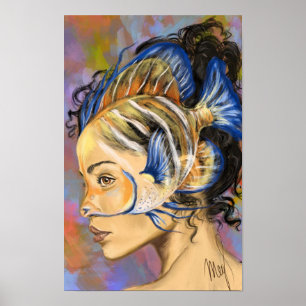Vrouw met Vis Poster