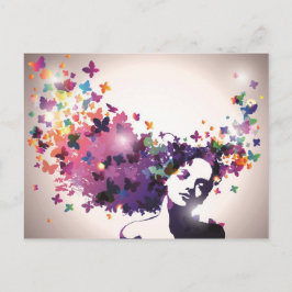 Vrouw met vlinders briefkaart