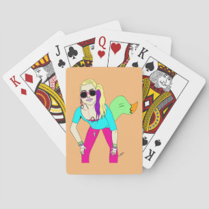 vrouw met vos uit de jaren 80 pokerkaarten