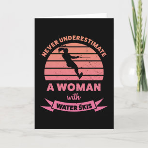 Vrouw met waterski's Grappige cadeaus voor echtgen Kaart