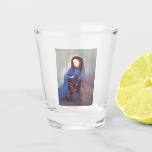 Vrouw met zwart Panter Shot Glass Shot Glas (Voorkant)
