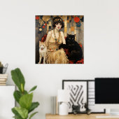   vrouw met zwarte en witte katten poster (Thuiskantoor)