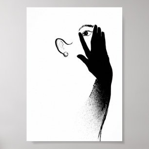 Vrouw met zwarte handschoen, minimale  poster