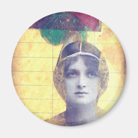  vrouw Mixed Media Collage Magneet (Voorkant)