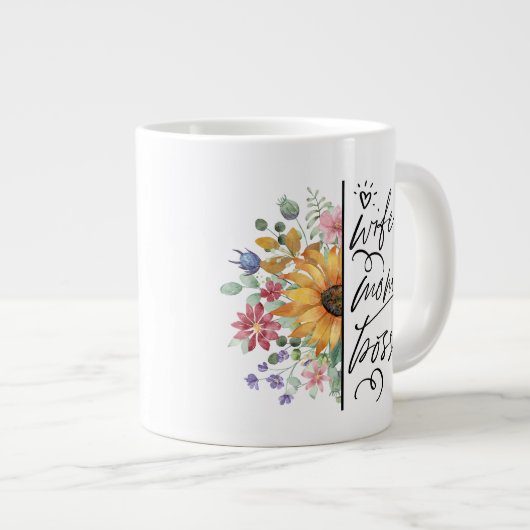 Vrouw Moeder Baas Badass Funny Zonnebloem Moederda Extra Grote Beker (Voorkant rechts)