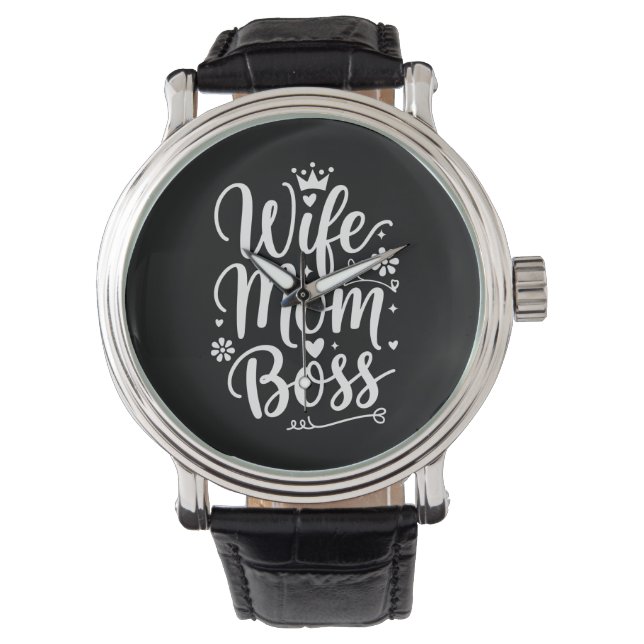 Vrouw Moeder Baas Schattig Moederdag Cadeau Horloge (Voorkant)